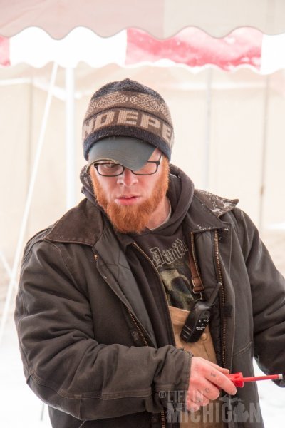 Workin hard to keep the beer flowing out in the cold tent! 