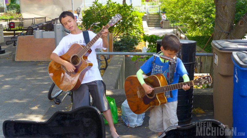 Brothers in arms jamming near Liberty Plaza