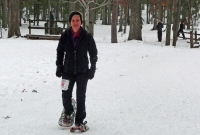 Bigfoot Boogie Snowshoe Race - Brenda Sodt Foster finishes