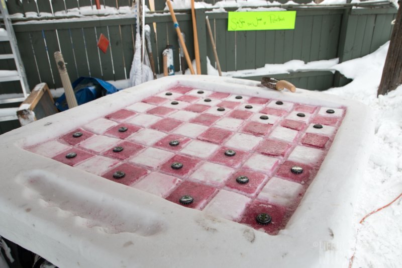 Checker Board Snow Sculpture 