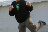 Chuck doing the Beer dance