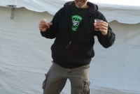 chuck doing the beer dance