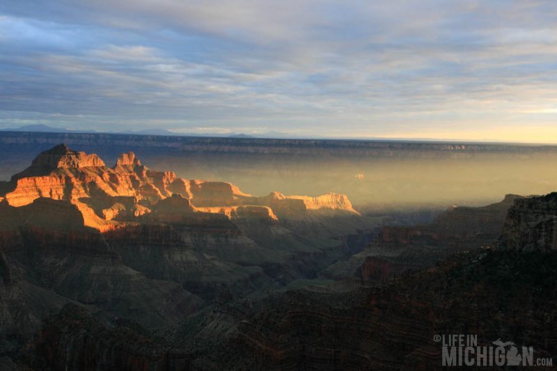 Sun rays of sunset lights the canyon - North Rim Grand Canyon