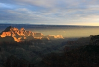 Sun rays of sunset lights the canyon - North Rim Grand Canyon