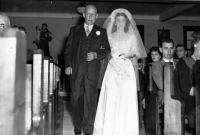 Betty and Albert Brown walking down the aisle Wedding 1947