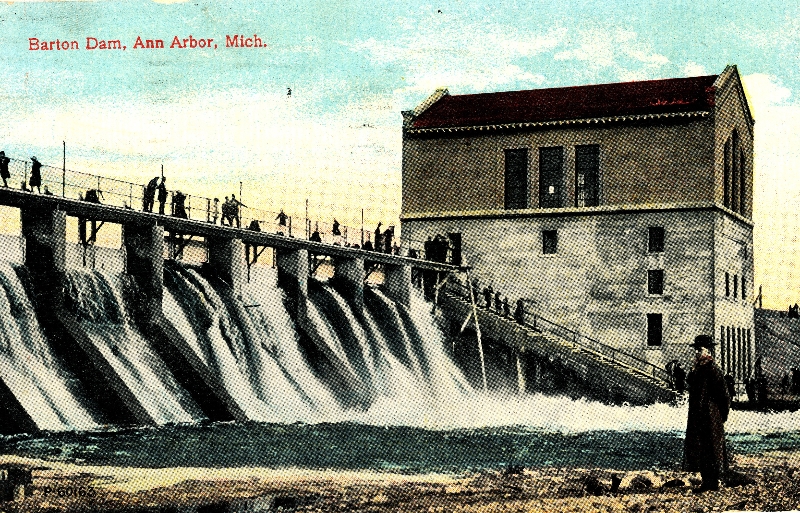Barton Damn Ann Arbor Michigan, Postcard from Ruth Lewick to Reuben Sodt 1914