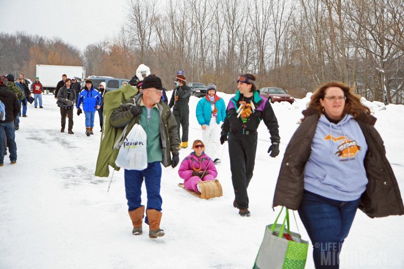 Fans even arrive by sled for the festival