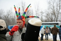 Crazy winter jester hat at the beer fest