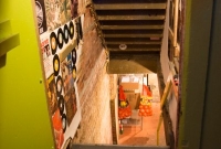 Looking down into the vinyl vault at PJ\'s