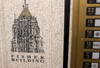 Fisher Building - etched marble inside elevator