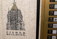 Fisher Building - etched marble inside elevator