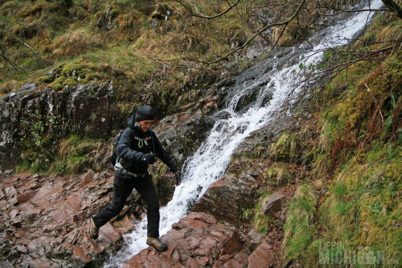 Brenda navigates our first water crossing on Ring hike