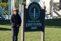 Lighthouse marker at Whitefish Point