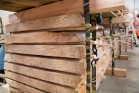 Log milled into slabs and drying