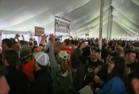 Beer tent packed with festival goers