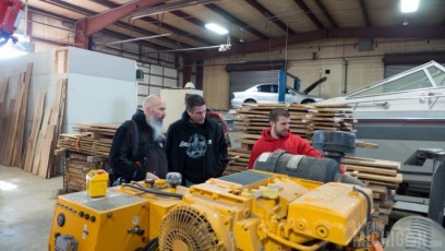 Eric showing Chuck and Jeff one of mills