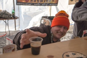 Getting a beer at White Flame