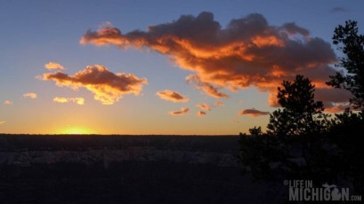 Sun peaking out on Pink Clouds at the North Rim