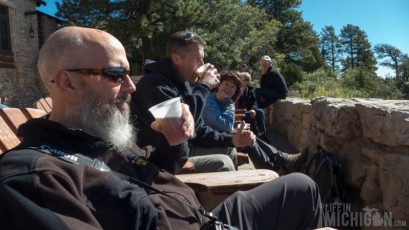 Enjoying a Lumberyard IPA at the Grand Canyon Lodge