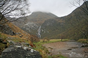 Entering Glen Nevis with Steall falls ahead