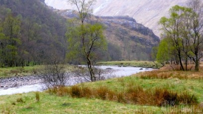 Searching for a water crossing in Glen Nevis