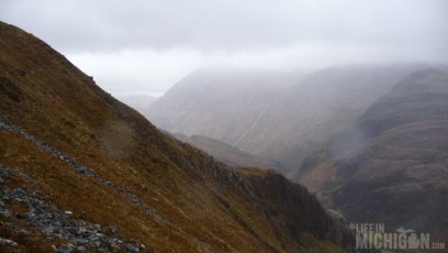 The Misty mountains surround us on the trail to the Ring of Steall