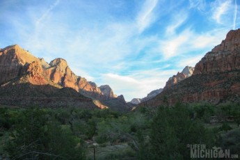 Looking into Zion canyon from Watchman hike