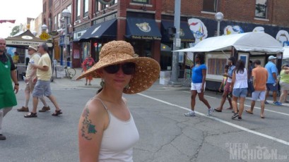 Brenda ready for hot weather at the Ann Arbor Art fairs