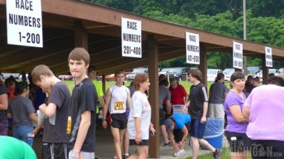 Folks getting checked in for the race