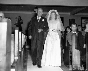 Betty and Albert Brown walking down the aisle Wedding 1947