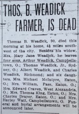 Thos B. Weadick Obit