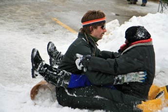 Yep, strangers can share a cozy sled right at the fest!