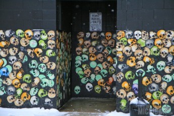 Colorful skulls outside of Stella's