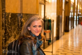 Fisher Building - Brenda happy with tour
