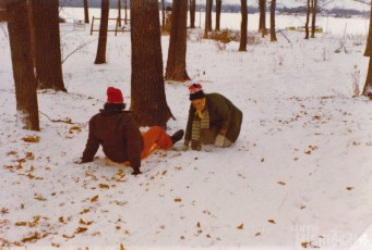 Mom and Sister Jean find a tree at the end of the lazy lopper in Pinckney